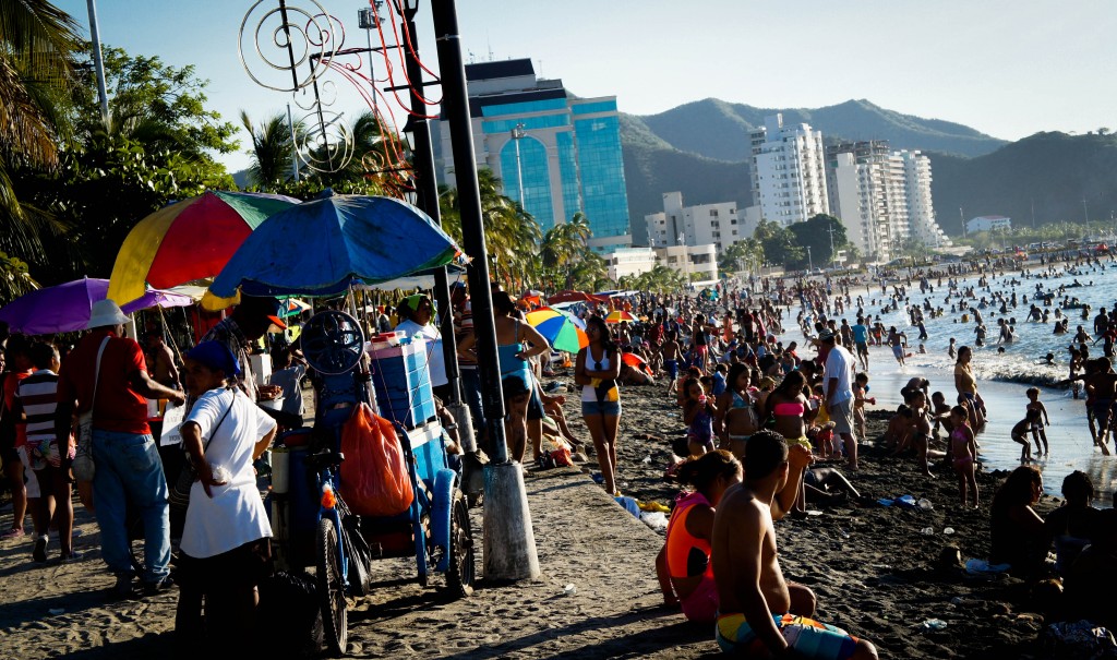 Colombians basking in the sun during a National Holiday