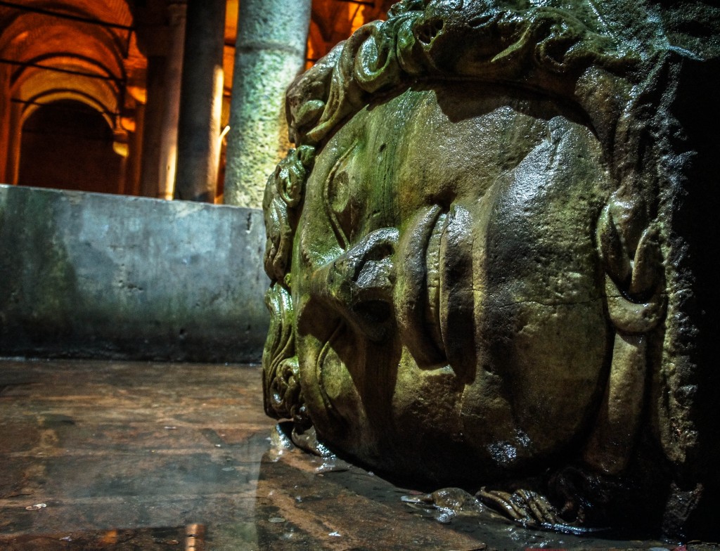 Sidelong, Medusa silently gazes upon visitors to the Basilica Cistern