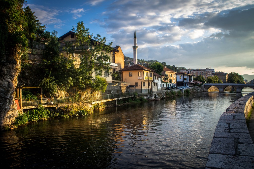 The Miljacka river runs right through Sarajevo.