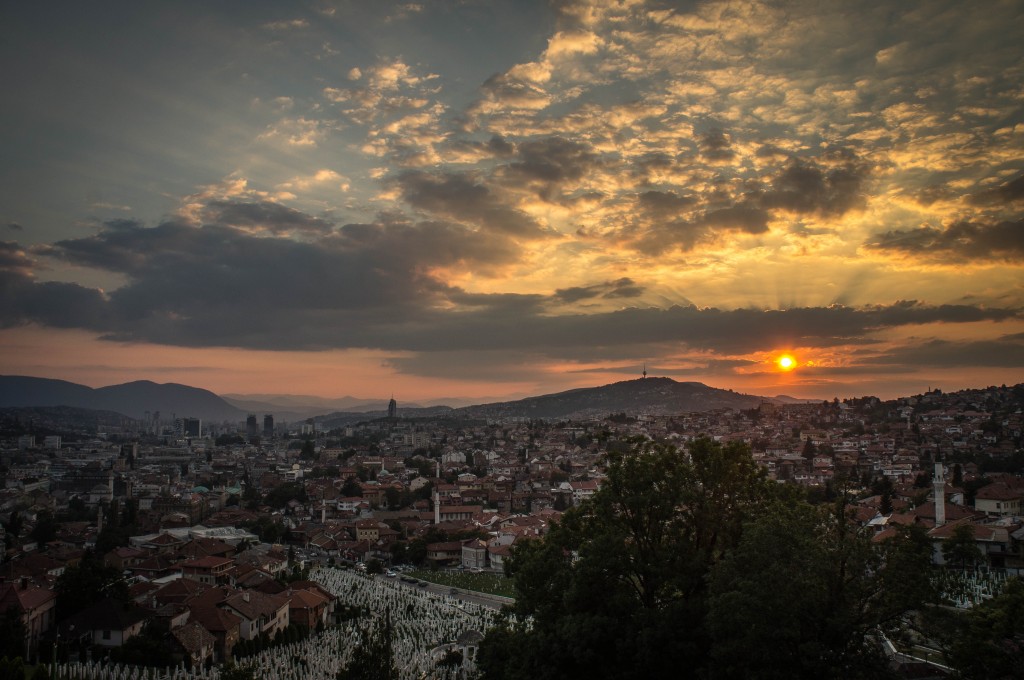 The sunsets over the cemeteries of Sarajevo
