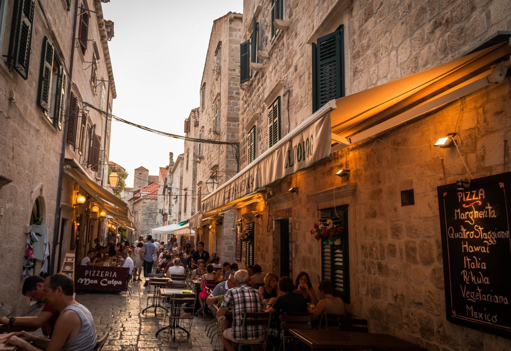 Restaurants inside the walls of Dubrovnik.