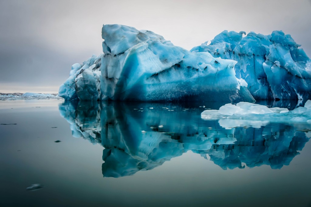 Icebergs floating in the lake